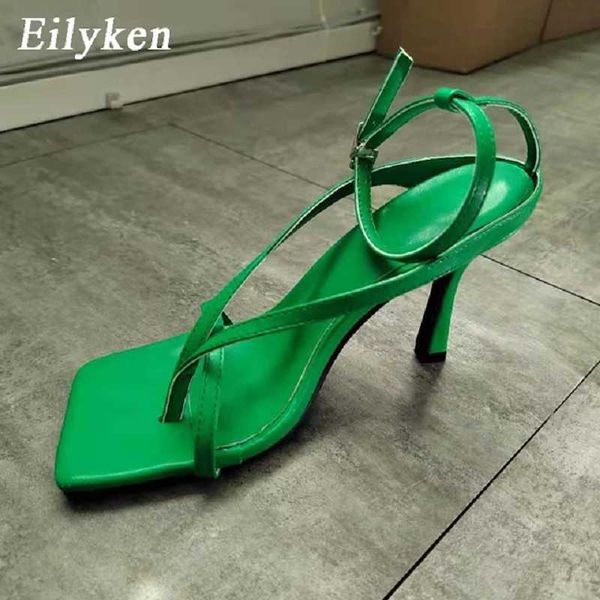 

sandal new fashion narrow band gladiator women sandals thin high heels shoes elegant square toe ankle buckle strap party pumps 230302, Black