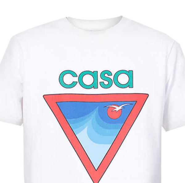 

casablanca designer classic fashion cotton t shirt seagull waves sicilian men and women lovers hawaiian short sleeve tee, White;black