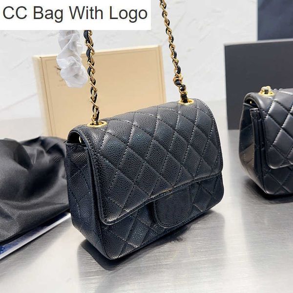 

cc handbags classic lambskin/caviar leather mini flap sqaure bags gold metal hardware matelasse chain crossbody shoulder purse turnlock cosm, Black