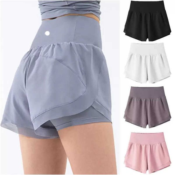 

lu-113 women's yoga shorts sportswear high waist shorts exercise fitness wear short pants girls running elastic pants, White;black