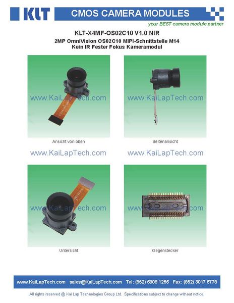 

klt-x4mf-os02c10 v1.0 nir weatherproof cameras 2mp os02c10 mipi-schnittstelle m14 kein ir fester fokus kameramodul