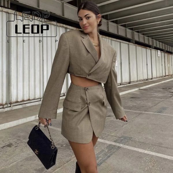 

two piece dress fashion casual suit women s autumn oblique button short jacket high waist pocket skirt two piece 230303, White