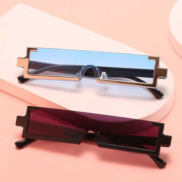 

digital p frame sunglasses 2021 new small box women's fashion trend glasses personality one piece funny concave men, White;black