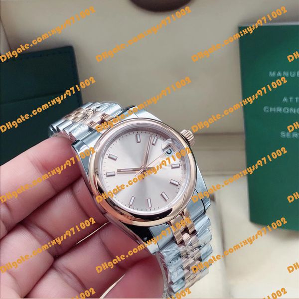 

high-quality women's watch asia 2813 automatic watch 278241 31mm pink dial 18k rose gold 316 stainless steel strap folding buckle fashi, Slivery;brown