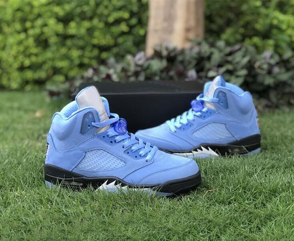 

basketball shoes climbing 5 unc men 5s university blue/black-white outdoor running sports sneakers dv1310-401 with original box us 7-13