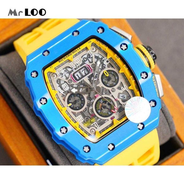 

luxury automatic mechanical watch richa milles rm11-03 fully movement sapphire mirror rubber watchband mens sport brand watches 90is