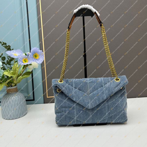 

shoulder bags washed denim messenger bag classic loulou puffer fashion flap luxury bags pocket chain cowboy crossbody designer women handbag