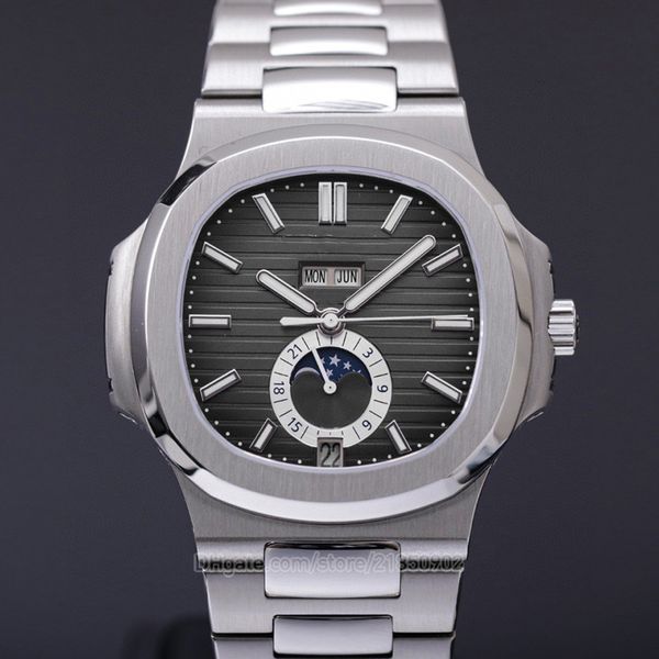 

3k moon watch men watches luxury white gold wristwatch case gray dial ppf wristwatch caliber324 automatic movement mechanical 41mm diamond b, Slivery;brown