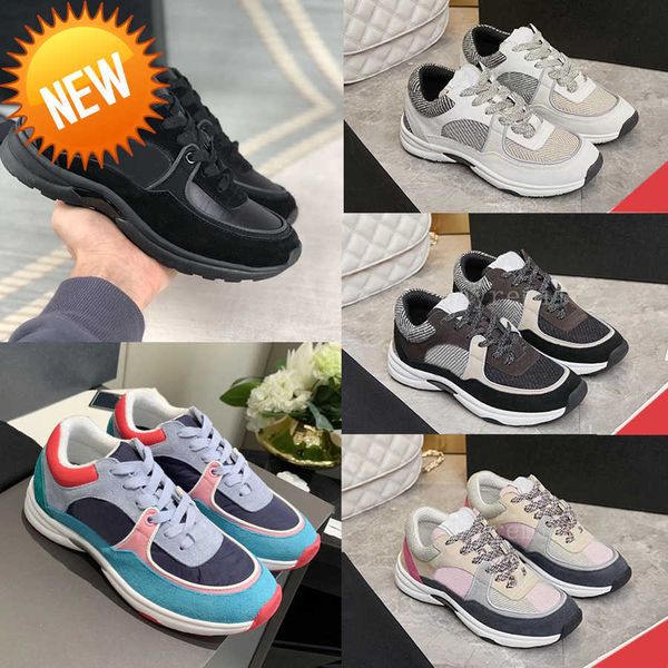 

designer calfskin casual shoes reflective sneakers vintage suede leather trainers fashion stylist shoespatchwork leisure shoe platform, Black