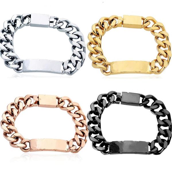 

designer bracelets for men and women stainless steel cuban link iced out bracelets bracciali chain bracelet for women male drop sh2705, Golden;silver