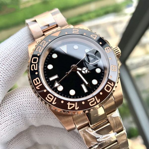 

16 types mens watches rose gold luxury aaa watch gmt ii-126710 batman 40mm men mechanical automatic movement wristwatches, Slivery;brown