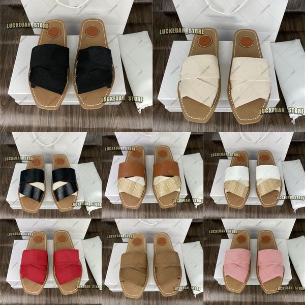 

summer women slippers flats slipper woman woody mules sandals cross band canvas ladies slides designer flip flops womens slides pantoufles s, Black