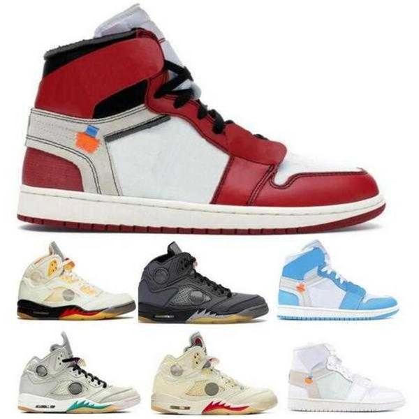 

off jumpman 5 1 basketball shoes chicago red powder blue muslin sail high og x unc 5s 1s 2021 men women authentic sneakers267b