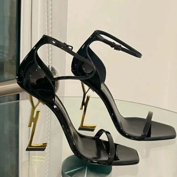 

classics women shoes heels sandals fashion beach thick bottom dress shoe alphabet lady sandal leather high heel lides by home011 08, Black