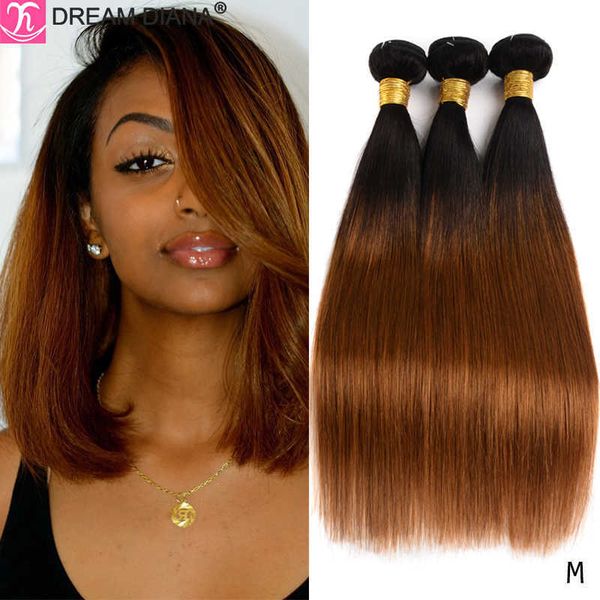 

wig caps dreamdiana two toned hair bundles ombre straight hair 1b 27 30 99j colored remy human hair ombre brazilian hair weave bundles m, Black;brown