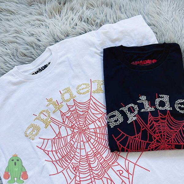 

men's t-shirts spider web sp5der 555555 t-shirt cotton round neck short sleeve tees summer men women clothing six 5 t shirt g230303, White;black