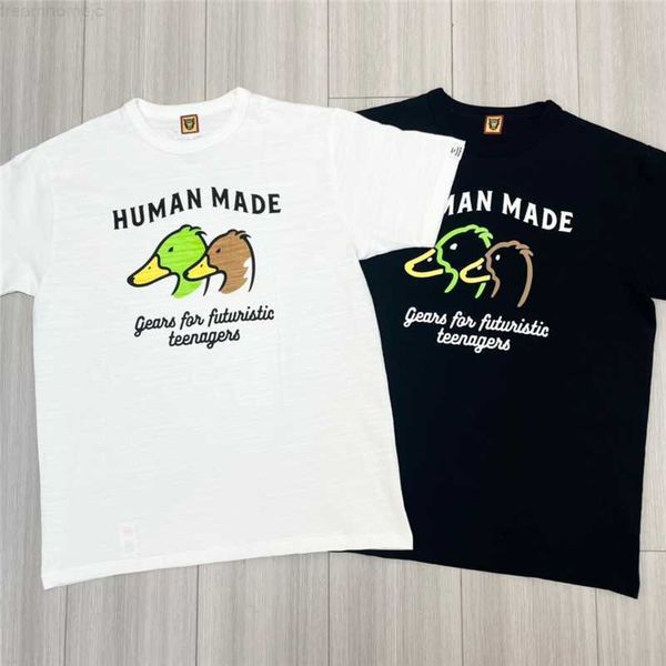 

22ss new human made t-shirt men women 1 1 duck print t shirt slub cotton short sleeves tee 0304, White;black