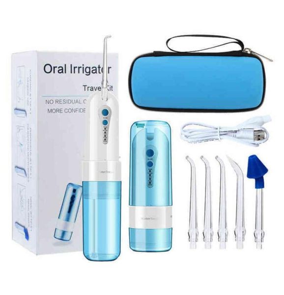 

toothbrush portable rechargeable irrigator water flosser with 4 modes 5 replacement tips ipx7 waterproof travel bag include nose c3447003