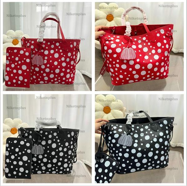

2023ss yk dots yayoi kusama onthego luxurys bags monograms pattern leather bag purse wallet crossbody designer handbags