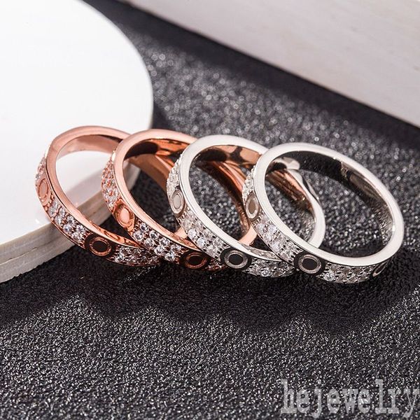 

wedding couples moissanite love designer ring promise ice out small diamond inlays creative letters elegant titanium steel luxury engagement, Silver