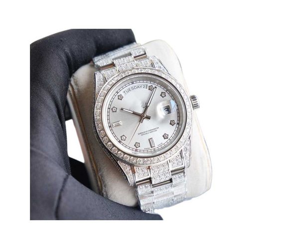

watches watch men's weekly calendar series full sky star with diamond mechanical simple and generous wrist, Slivery;black
