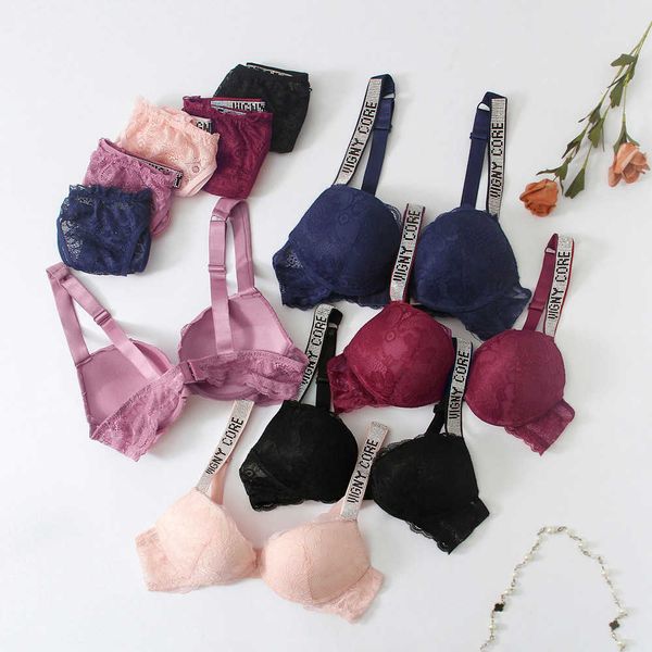 

bras sets rhinestone women lace diamonddiamond uphold lingerie women's back thong gather bra set, Red;black