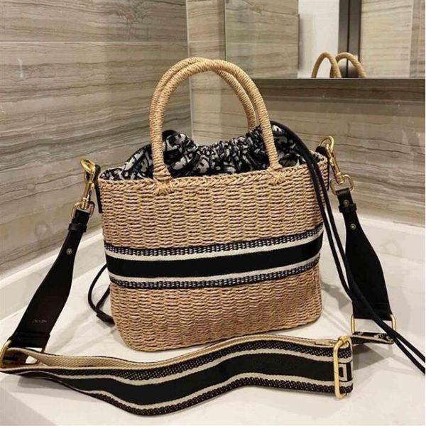 

summer beach straw bags casual rattan women handbags wicker woven female totes large capacity lady buckets bag travel purse2811