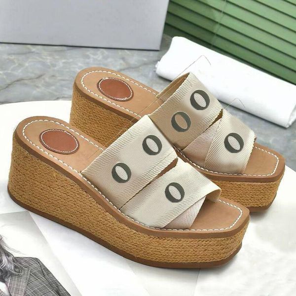 

beach slippers fashion thick bottom designer shoe cartoon slipper alphabet lady women shoes platform wedges sandals cloth letter high heel s, Black