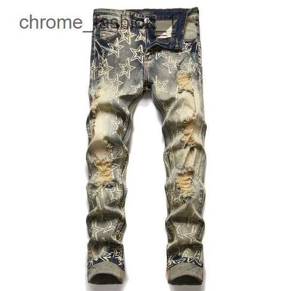 

para amirly mens vaqueros designer jeans hiking pantalones pant ripped brand hip hop high hombre street motorcycle embroidery close fitting, Blue