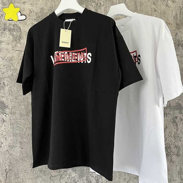 

vetements t shirts men women oversized casual spring summe short sleeve square print embroidery letter vtm tees 0304, White;black