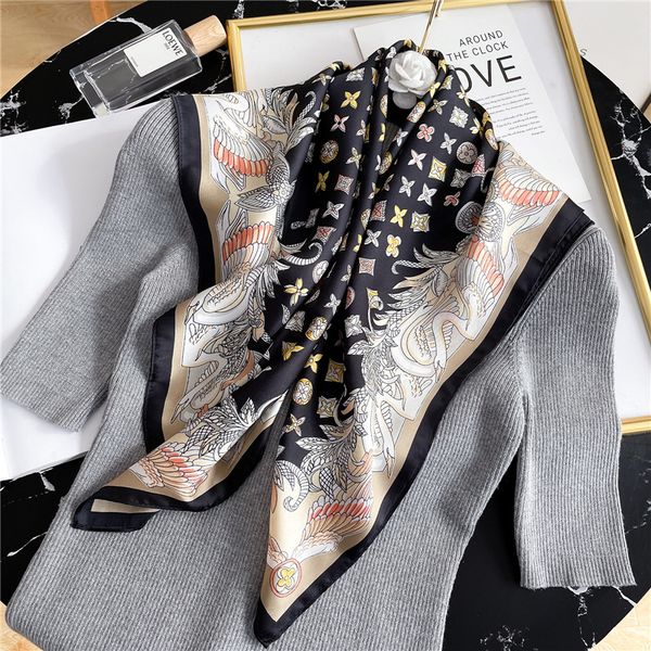 

scarf silk scarf designer square head scarfs womens fashion pattern large satin letter dot wraps print floral 70*70cm camouflage stripes lux, Blue;gray