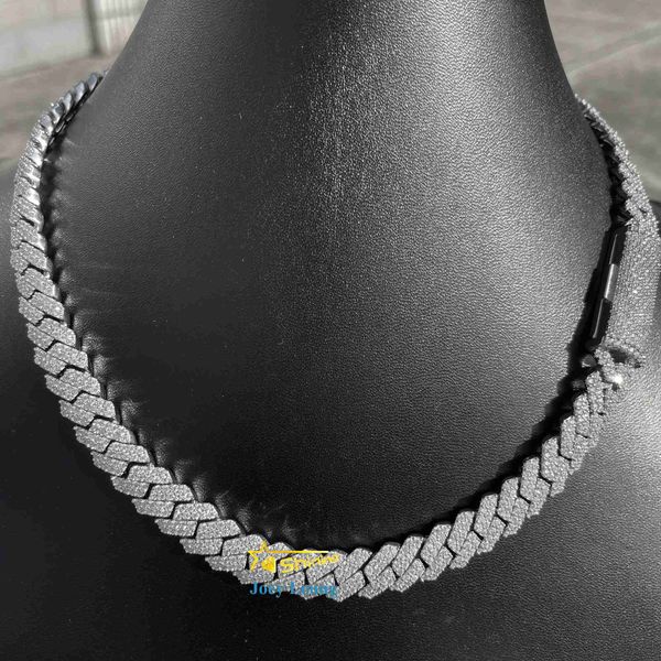 

8mm 10mm real gold plating trendy 925 silver necklace moissanite cuban link chain hip hop jewelry iced out cuban chain