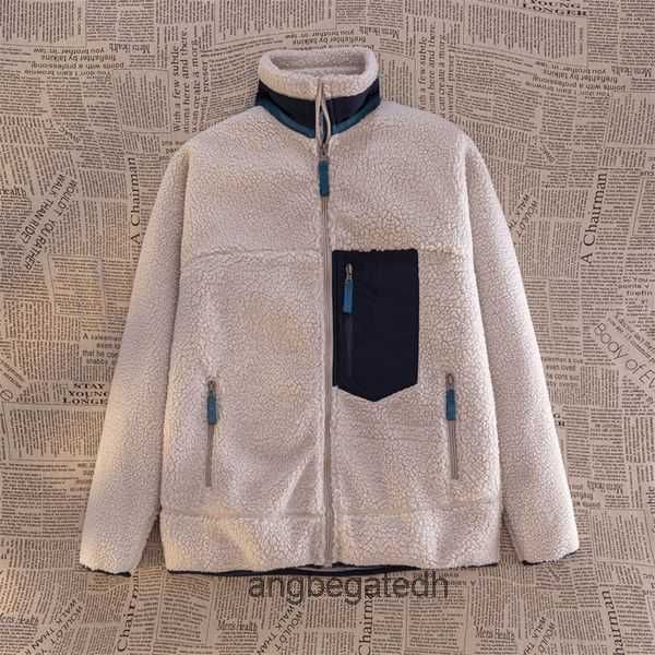

designer mens pata jacket thick veste giacca warm down classic retro antumn winter couple models lamb cashmere pata fleece coat4jgm, Black;brown