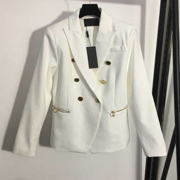 

23ss women brand designer jacket custom b-letter double-breasted zipper pocket slim suit coat fashion womens clothes a1, Black;brown