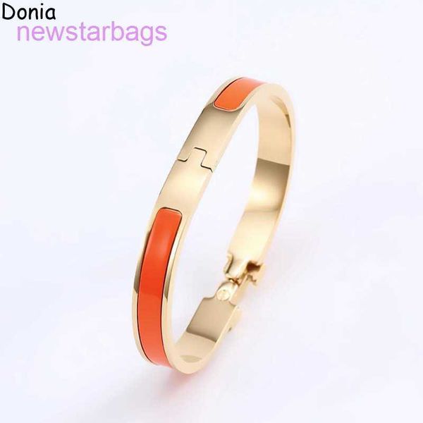 

designer herms bracelet online shop donia jewelry luxury bangle european and american fashion enamel 8mm wide titanium steel lette, Black