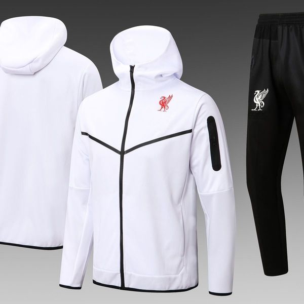 

2023season hoodie football training clothes jacket long pull with cap autumn and winter patchwork suit, Black