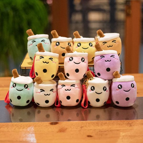 

10cm cute bubble tea keychain doll soft plush toys pendant stuffed boba doll kawaii backpack bag decor birthday gifts for girls kids