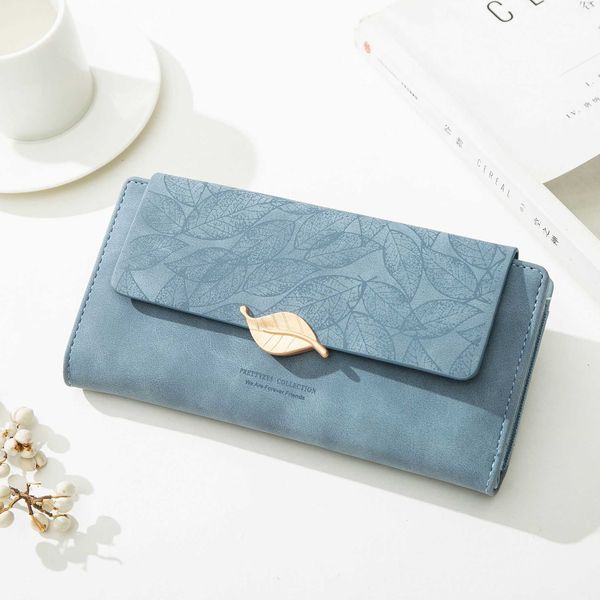 

clutch bags wallet frosted leaf buckle long handbag large capacity wallet