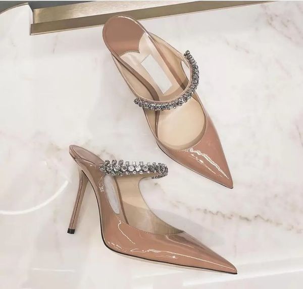 

elegant luxury design bing baily wedding sandals dress shoes high heels women crystal & pearl strap women's pumps point toe lady walkin, Black