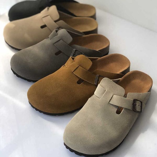 

2023 designer sandals women slide slippers boston arizona soft footbed cork birks clogs suede leather buckle strap shoes outdoor indoor homb, Black