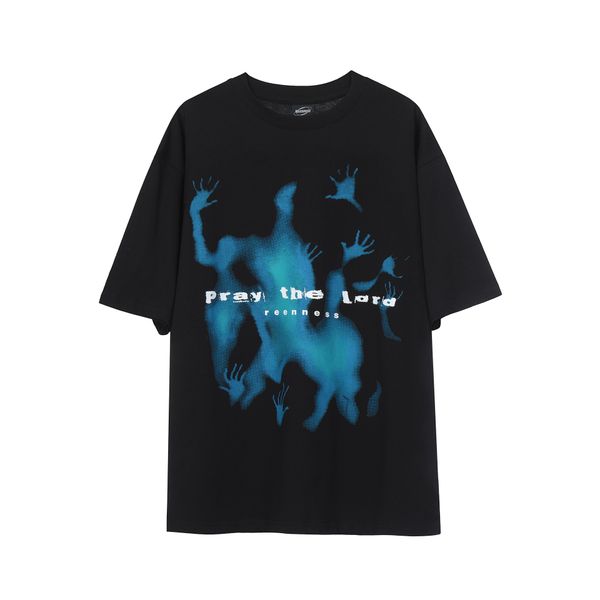 

fashion brown mens t shirt summer american vintage fashion brand alien theme oversize heavy duty short sleeve loose retro men and women mens, White;black