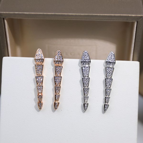 

buigari snaketail scale designer dangle earrings for woman sterling silver diamond highest counter quality jewelry classic style exquisite g, White