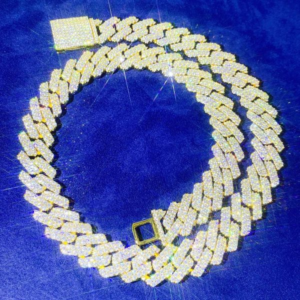 

hip-hop ins925 sterling silver bracelet diamond necklace mosonite inlaid with cuban chain thick