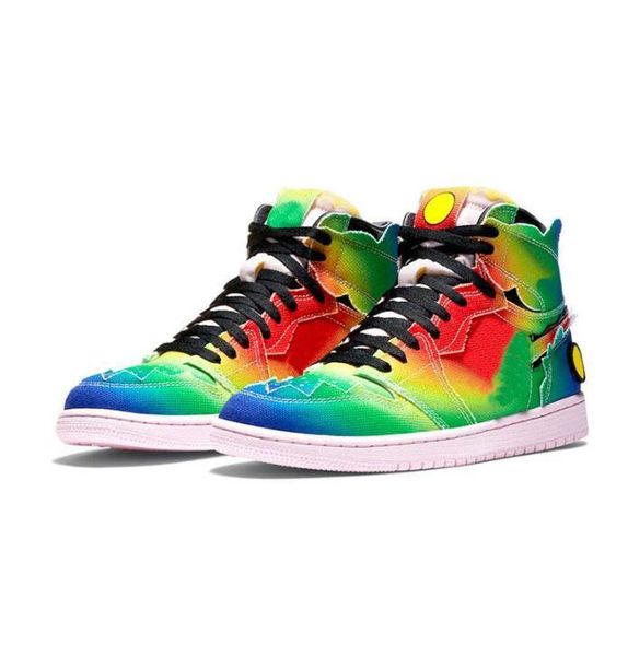 

2023casual shoes j balvin x jumpman high 1 1s mens men women smiley joint gradient rainbow designers trainers sports sneakers 36-46, Black