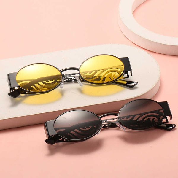 

sunglasses new d family metal women's fashion hollow out carved leg glasses oval personality street, White;black