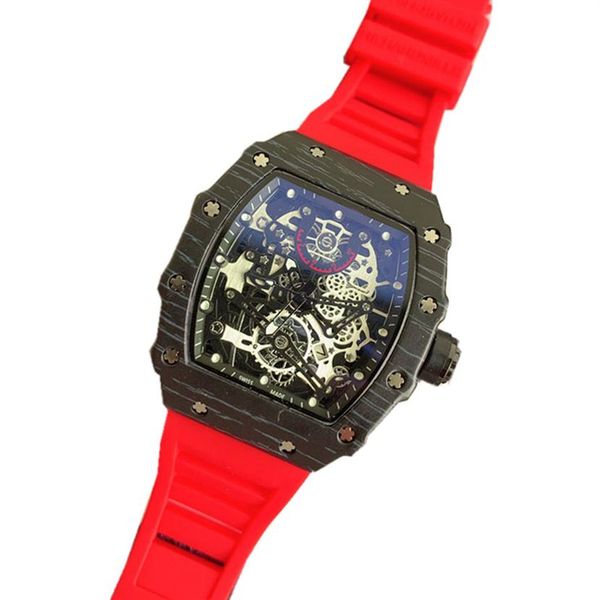 

mens sports watches brand fashion hollow skeleton watch rubber strap male clock relojes para hombre287r, Slivery;brown