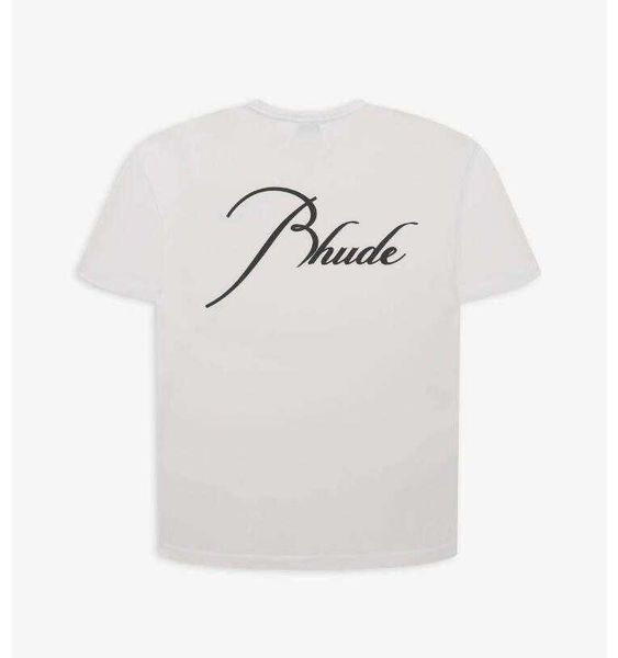 

rhude 22ss solid letter print short sleeve t-shirt street loose hip hop t-shirt men's tee fashion ins, Black;white