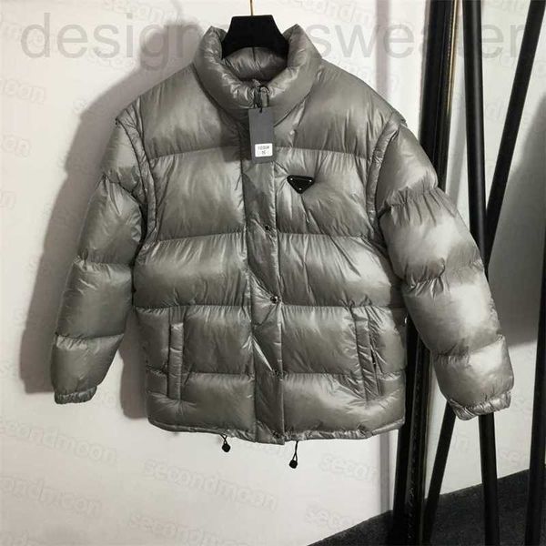 

women's down & parkas designer women sleeves detachable winter windproof jacket metal badge jackets high grade coat bg8i, Black