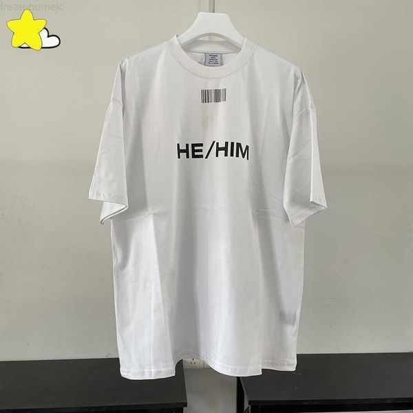 

23ss streetwear barcode printing vetements t-shirt men women he/him couple tee oversized vtm short sleeve 0304, White;black