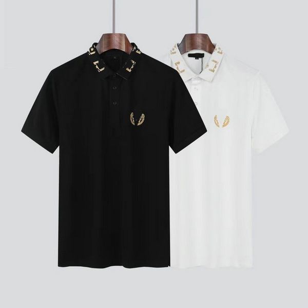 

2023 designer stripe webbing stitching alphabet polo shirt short sleeve t-shirt half sleeve casual sports men's and women's same s, Black;brown